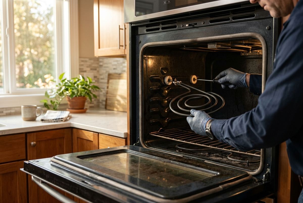 Oven Repair technician at work